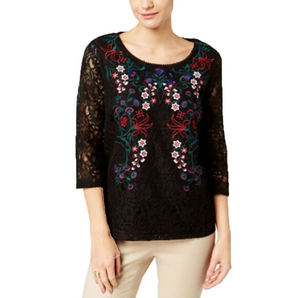 Charter Club Embroidered Lace Top - Picture 3 of 4